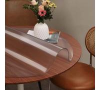 Round Clear PVC Table Protector Film 2mm Thick Beveled Edges Transparent Surface Cover for Dining & Coffee Tables 19.69 Inch Round Table Protection