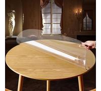 Round Clear PVC Table Protector for Dining Table,Waterproof Clear Desk Pad Tablecloth Kitchen Dining Room Wood Furniture Circular Protective Pad (100cm)