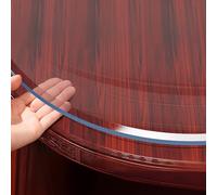 Round Clear PVC Table Protector, Transparent Circle Tables Cover 2mm Thick Vinyl Waterproof Oil-Proof Soft Glass Desk Mat for Dining Table(Diameter 90cm)