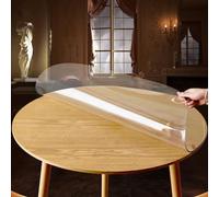 Round Clear PVC Table Protector Waterproof Desk Pad for Dining Room & Kitchen Circular Tablecloth for Wood Furniture 80cm Protective Cover