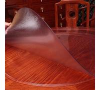 Round Clear Table Cover Protector 35.4" Waterproof PVC Tablecloth 1.5mm Thick Frosted Vinyl Easy to Clean Perfect for Dining Room & Coffee Tables Customizable Fit