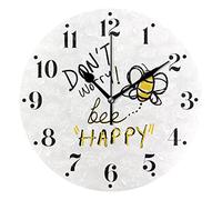 Round Clocks Dont Worry Bee Happy Digital Clock Garden Wall Clockcustom Battery Operated 25 Cm Wall Clock For Bedroom, Children'S Room, Classroom
