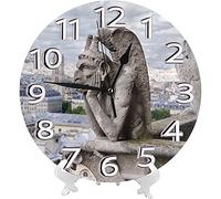 Round Clocks Gargoyles At Notre Dame Wall Clock Modern Number Clock Decorative Roman Numeral Wall Clock, For Outdoor, Cafe, Business, 25cm