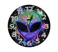 Round Clocks Rainbow Splatter Space Alien Third Eye Garden Wall Clock Unique Modern Quartz Clocks, For Bedroom, Family, School, 25cm