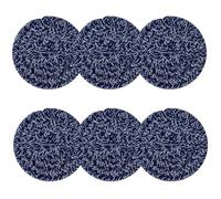 Round Coasters Set of 6 Navy Blue Drinks Coaster 11cm/4.3 Inch Woven Round Absorbent Non Slip Mug Mat Handmade Personalised Outdoor Coasters Beer Mats Retro Coffee Pads Mats BD0212