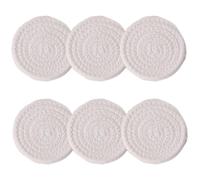 Round Coasters Set of 6 Woven Placemats Drinks Cup White Coasters Plain Absorbent 11cm Table Cup Mat for Beer Tea Coffee Mug Wine Glass Housewarming Gift Home Pub Bar 4.3 Inch BD0207