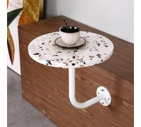 Round Cocktail Bar Table for Pub, Bistro, Cafe - Modern White Terrazzo Top with Iron Base