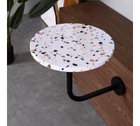 Round Cocktail Bar Table - Modern Style With White Terrazzo Top And Iron Base For Pub, Bistro, Cafe, Or Wall-Mounted Coffee Table