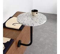Round Cocktail Bar Table - Modern Style With White Terrazzo Top And Iron Base For Pub, Bistro, Cafe, Or Wall-Mounted Coffee Table