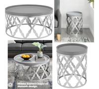 Round Coffee Side Table End Sofa Living Room Wooden Metal Bedside Furniture Tea