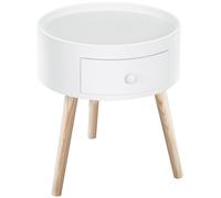 HOMCOM Side Table Furniture Round Corner Storage White Wooden Legs, White