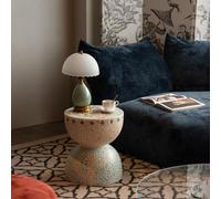 Round Coffee Table 40X40x45cm,Wabi Sabi Shell Mosaic Side Table,Magnesium Oxide Small End Table for Sofa Living Room Bedroom,Modern Round Centre Table for Small Space Apartment A