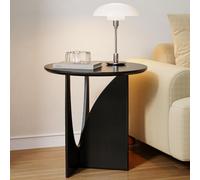 Round Coffee Table 50Cm,Solid Rubber Wood Modern Centre Table with Curved Hollow Leg Design,Nordic Minimalist Wooden Side Table for Sofa,Living Room,Bedroom and Home Office B