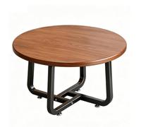 Round Coffee Table For Floor Sitting, Small Rustic Wood Top With Sturdy Metal Frame, Minimalist Side Table For Couch, Versatile Desk Tablet For Office & Farmhouse Decor(Size:70x43cm,Color:brown)