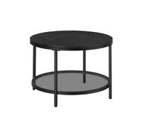 Round Coffee Table , Living Room Table, Marble Black + Ink Black