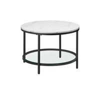 Round Coffee Table , Living Room Table, Marble White + Ink Black