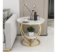 Round Coffee Table,Luxury Modern Centre Table with Heart Shape Double Layer Design,Sintered Stone Top and Iron Frame,Decorative Accent Side Table for Sofa Living Room Bedroom A,40CM