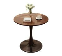 Round Coffee Table, mid-Century Modern Dining Table, Suitable for 2-4 People, Metal Base, Thick Solid Wood Tabletop, Suitable for Dining Room/Kitchen/Living Room Walnut,50cm