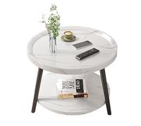 Round Coffee Table, Modern Simple Double-Layer Sofa Side Table/Bedside Table, Corner Table In Balcony Living Room, Tea Table(Size:50cm,Color:B)