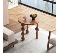 Round Coffee Table,Modern Solid Wood Side Table with Decorative Three Ball Leg Design,Centre Table for Living Room Sofa,Compact Wooden Furniture for Bedroom Home Office B