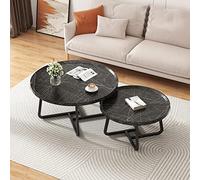 Round Coffee Table Set - Scandinavian Vintage Living Room Tables, Modern Design, Easy Assembly, 2 Units, Stylish Decor, Mid-Century Inspired Furniture