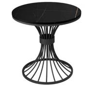 Round Coffee Table,Sintered Stone Top and Iron Frame Modern Centre Table,Luxury Side Table for Living Room Sofa Bedroom,Small Circular Accent Table with Curved Open Basket Base B