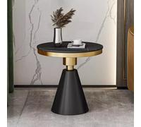 Round Coffee Table,Sintered Stone Top with Cone Metal Base,Luxury Centre Table for Living Room Sofa,Minimalist Side Table for Bedroom Home Office, Small Apartment Furniture A,60CM