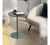 Round Coffee Table Small Side Table with Round Metal Iron Tabletop and Sturdy Base Modern Bar Table for Living Room/Reception/Balcony/Office,Small Spaces Leisure Table - Green(Size:60x60x72cm)