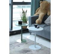 Round Coffee Table & Tea Table - Small Wrought Iron Side Table for Living Room Modern White Metal End Table Stylish Dessert & Negotiation Table (70x72cm)