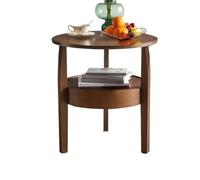 Round Coffee Table with Hidden Drawers, Solid Wood Side Table and Storage, Modern Nightstand with Spacious Countertop for Multi-Scene Use
