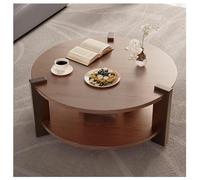 Round Coffee Table with Storage 2Tier Wood Center Table for Living Room Modern Small Coffee Table Natural Brown Finish 39.4in/100cm Ideal for Apartments and Family Rooms
