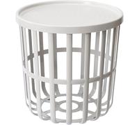Round Coffee Table with Storage Basket Removable Tray 40x40cm Side Stool Modern