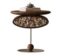 Round Coffee Table with Storage - Small Sofa Side Table for Living Room Modern Bedside End Table Compact Household Furniture Stylish Accent Table