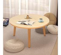 Round Coffee Tables for Living Room, Solid Wood Center Tea Table with Wooden Frame, Modern Coffee Table for Home, Low Dining Table Brown