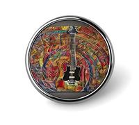 Round Color Acoustic And Guitar Brooch Classic Mini Pin 1 Inch Aluminum Alloy Lapel Pin Personalized Button Badge for Backpack Hat Suit Jacket Clothing Decoration