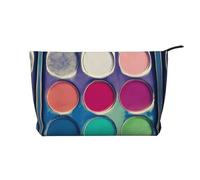 Round Color Palette Pattern Large Capacity Corduroy Cosmetic Bag, Fashionable Waterproof toiletries Storage Bag
