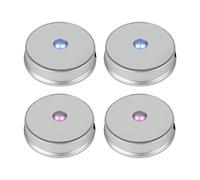 Round Colorful Led Light Base for Crystals Glass Art Figurine Merchandise, Lighted Seven Color Changing Light Lamp 3 AAA Batteries Powered (White,4 Pieces)