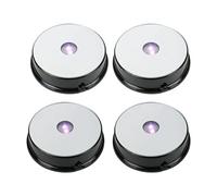 Round Colorful Led Light Base for Crystals Glass Art Figurine Merchandise, Lighted Seven Color Changing Light Lamp 3 AAA Batteries Powered (Black,4 Pieces)
