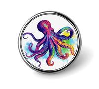 Round Colorful Octopus Lapel Pin Metal Custom Pins Personalized Decoration Lapel Badge Small Brooch Hat Shirt Tie Sweater Clothes Accessories Decoration for Men Women