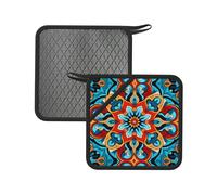 Round Colorful Petals 2PCS Square Silicone Anti-scalding mat - 7.1-inch Multi-Functional Insulation mat, Suitable for Cooking, Barbecue, Tea, etc.