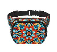 Round Colorful Petals Fitness travel shoulder bag, fashionable and casual waist bag, square double-layer waist bag, Black, One Size, Black, One Size