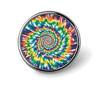 Round Colorful Spiral Tie Dye Brooch Classic Mini Pin 1 Inch Aluminum Alloy Lapel Pin Personalized Button Badge for Backpack Hat Suit Jacket Clothing Decoration