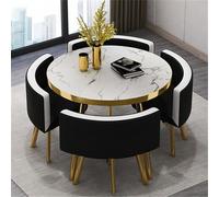 Round Conference Table, 1 Table And 4 Chairs 5 Piece Set Round Breakfast Bar, Kitchen Dining Table Set, Round Furniture Table And Chair Set For Kitchen, Dinning Room #17 80x75cm/31.5x29.5in(WxH)
