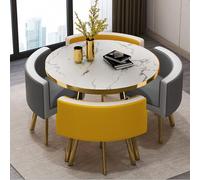 Round Conference Table, 1 Table And 4 Chairs 5 Piece Set Round Breakfast Bar, Kitchen Dining Table Set, Round Furniture Table And Chair Set For Kitchen, Dinning Room #30 80x75cm/31.5x29.5in(WxH)