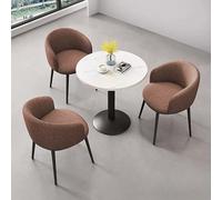 Round Conference Table and Chairs Set for Office Small Meeting Room Furniture Reception Table for 3 Negotiation Table with Cotton-13 Upholstery