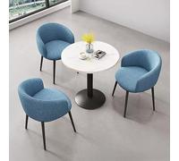 Round Conference Table and Chairs Set for Office Small Meeting Room Furniture Reception Table for 3 Negotiation Table with Cotton Upholstered Chairs