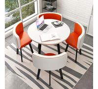 Round Conference Table Set 1 Table & 4 Chairs Modern Space-Saving Furniture with Soft Backrest Ideal for Coffee Kitchen & Office Meetings 80x75cm/31.5x29.5in