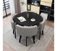 Round Conference Table Set for 4 Small Dining Table with 4 Chairs for Office Meeting Room Simple Coffee Table for Home Apartment Studio Balcony and Outdoor Use