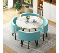 Round Conference Table Set for Office Reception Small Meeting Room Furniture 90cm Wooden Dining Table with Chairs Modern Simple Design Ideal for Workspaces