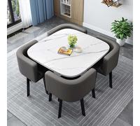 Round Conference Table Set with 4 Chairs - 5-Piece Dining Room & Kitchen Furniture - Stackable Backrest Chairs - 80cm/31.5in Modern Design